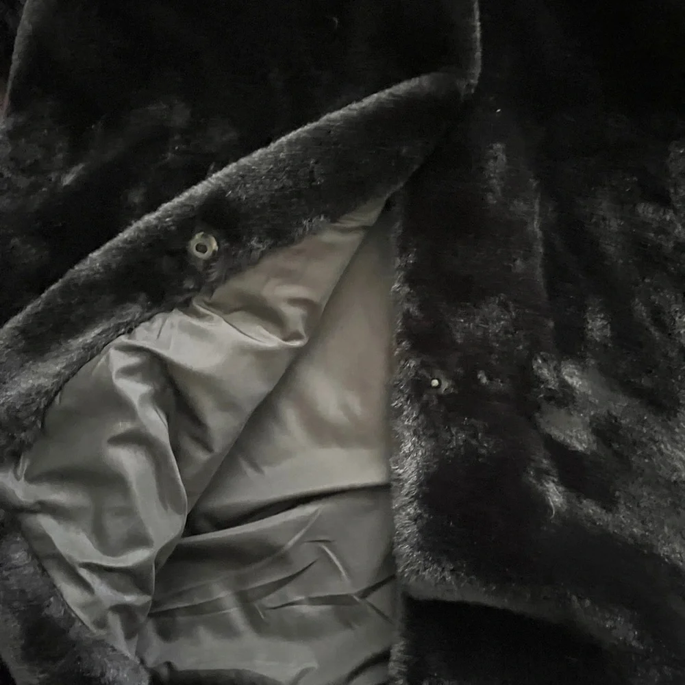 Faux Fur Hooded Coat in Deep Dark Brown - Picture 7 of 8